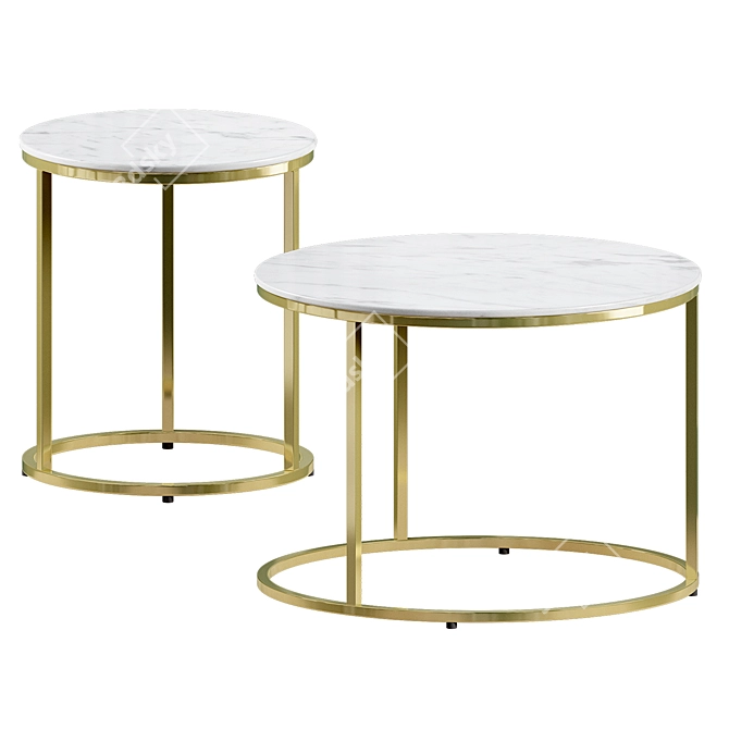 Elegant Round White Marble Table 3D model image 1
