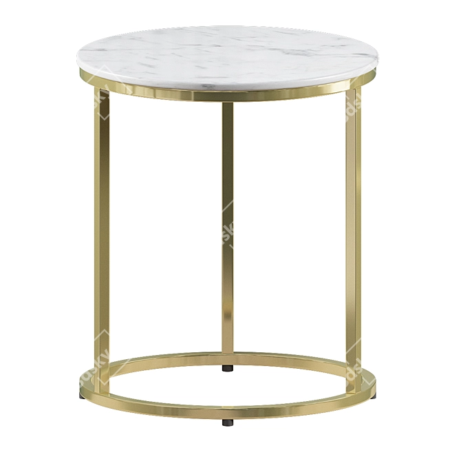 Elegant Round White Marble Table 3D model image 2