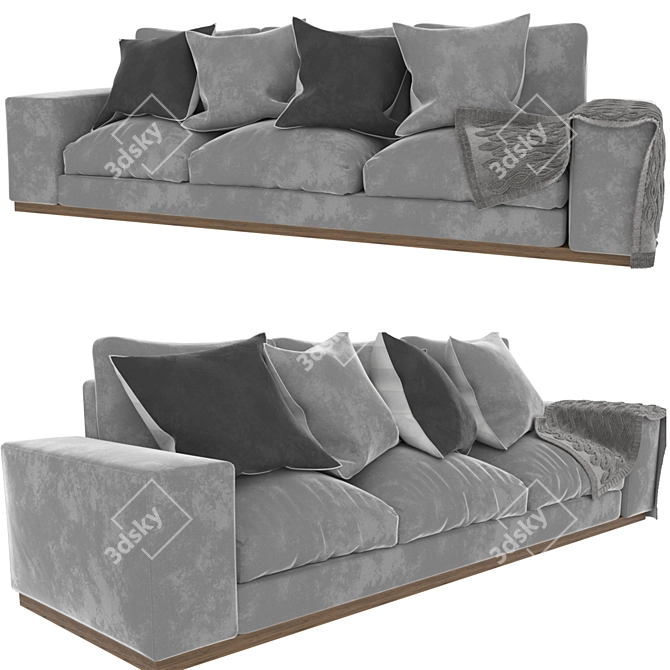 Modern Denver 3 Seat Sofa 3D model image 2