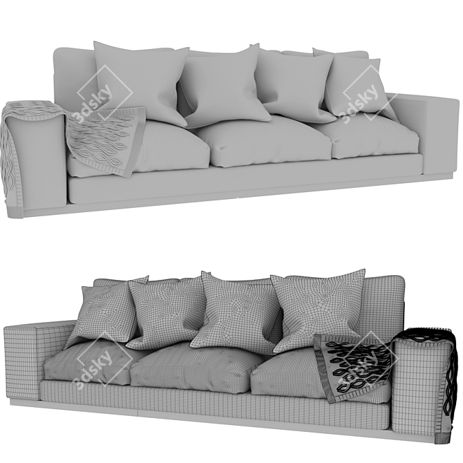 Modern Denver 3 Seat Sofa 3D model image 3