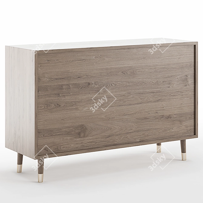 Rustic Wood Vintage Sideboard 3D model image 2