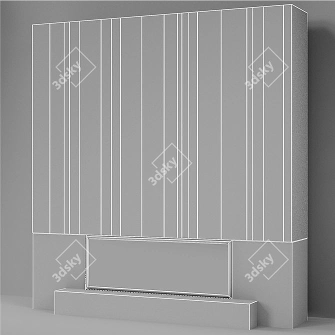 Modern Brass Panel Fireplace 3D model image 4