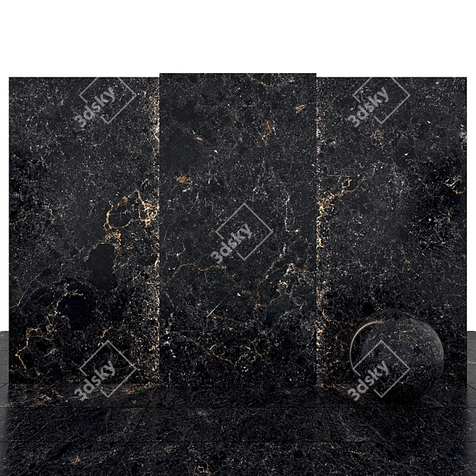 Elegant Univers Black Marble Slabs 3D model image 1