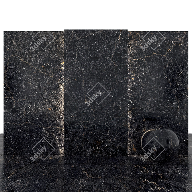 Elegant Univers Black Marble Slabs 3D model image 3