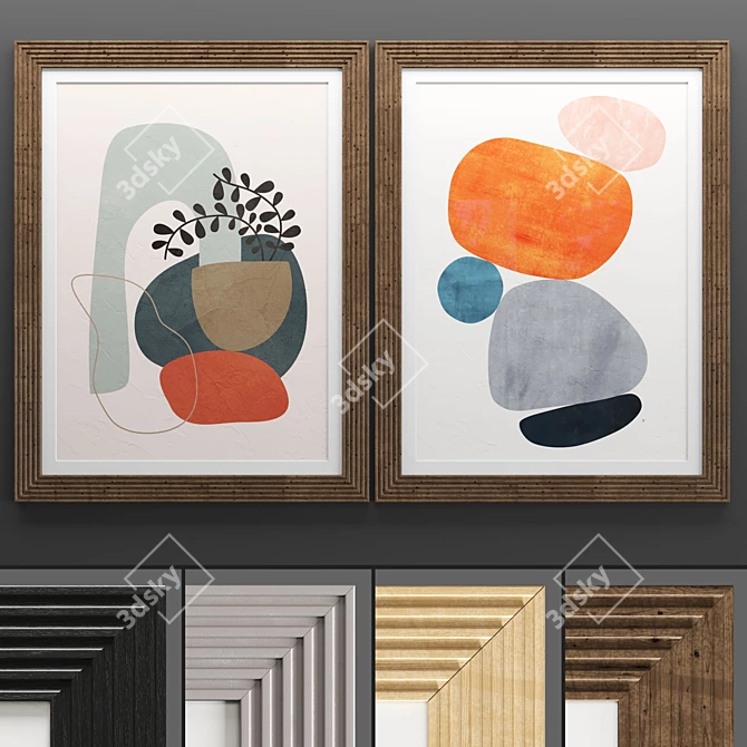 Modern Art Frame Set 3D model image 1