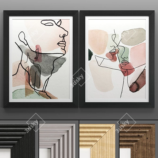 Modern Art Frame Set - 2 Frames, 4 Textures 3D model image 1