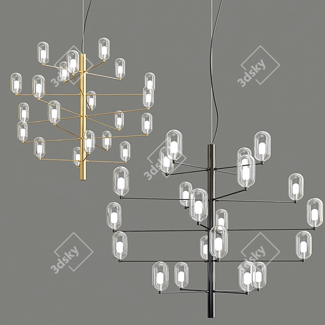 Sleek LED Chandelier: Modern Elegance 3D model image 1