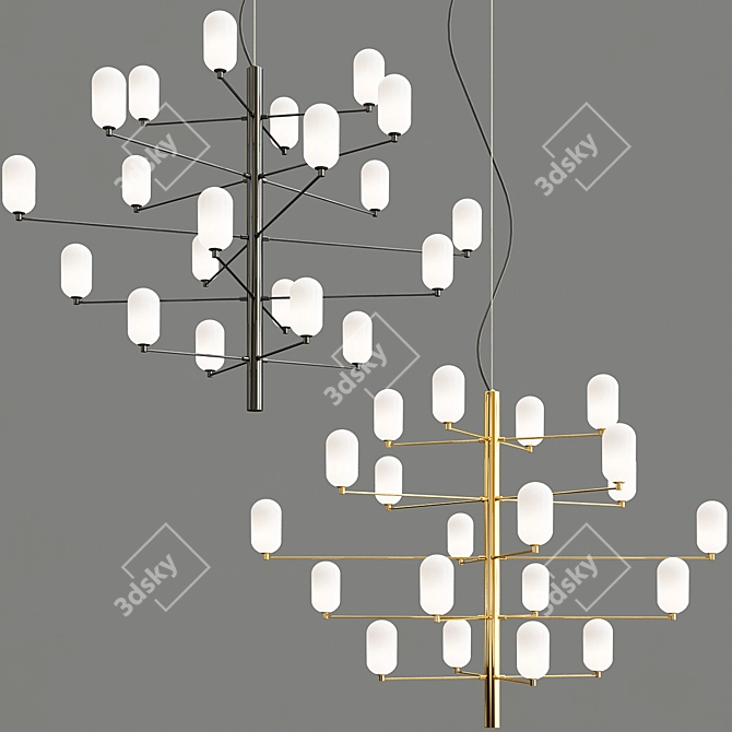 Sleek LED Chandelier - Illuminate Your Space 3D model image 1