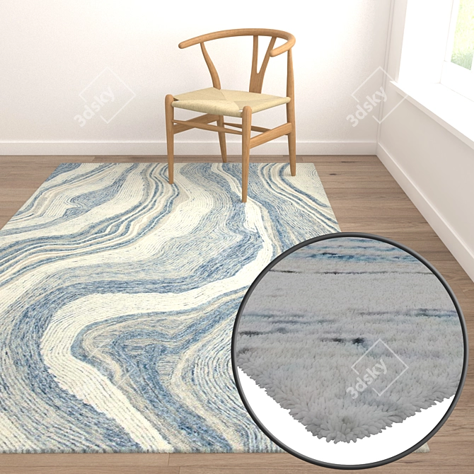 Modern Carpet Set 3 Options 3D model image 5