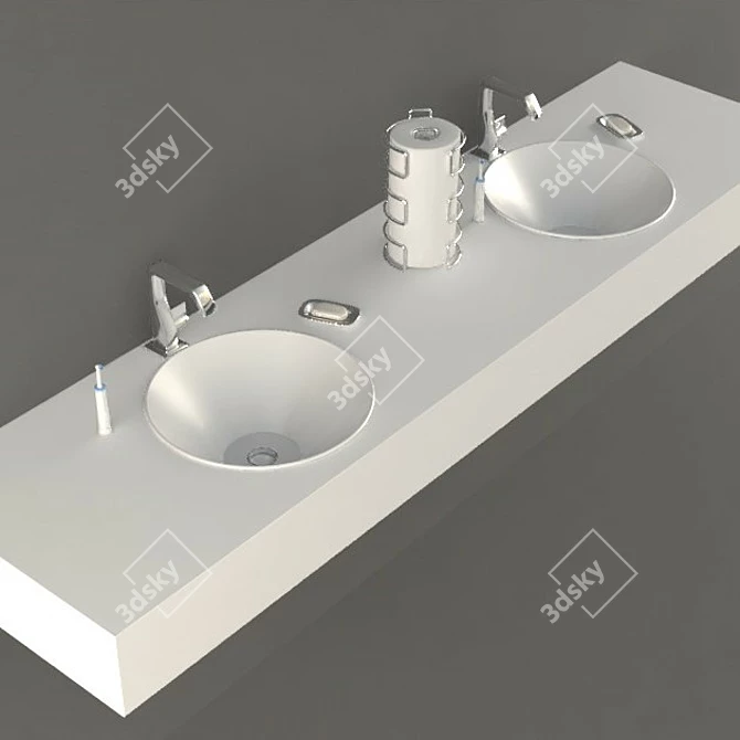 Sleek Modern Washbasin 3D model image 1