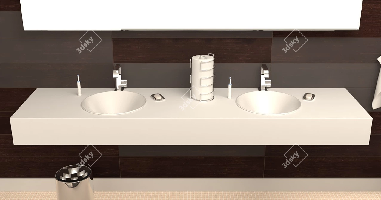 Sleek Modern Washbasin 3D model image 2