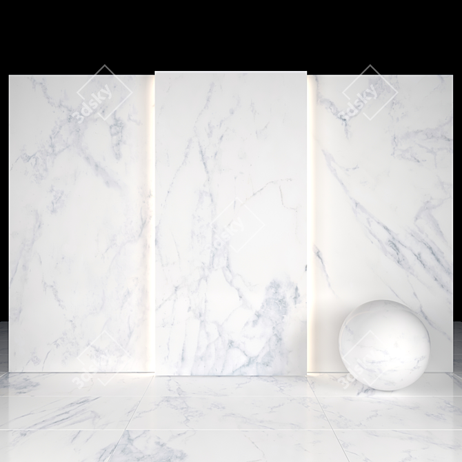 Elegant Carrara White Tiles 3D model image 2