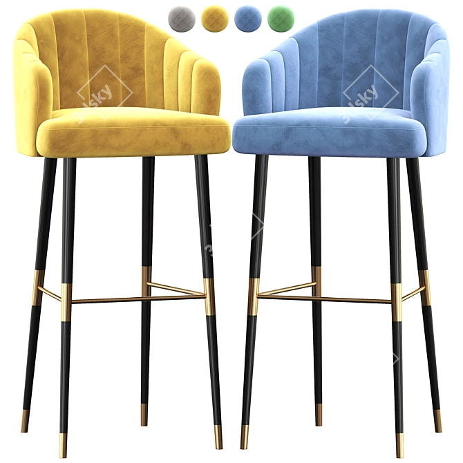 Stylish Ellis Bar Chair 3D model image 1