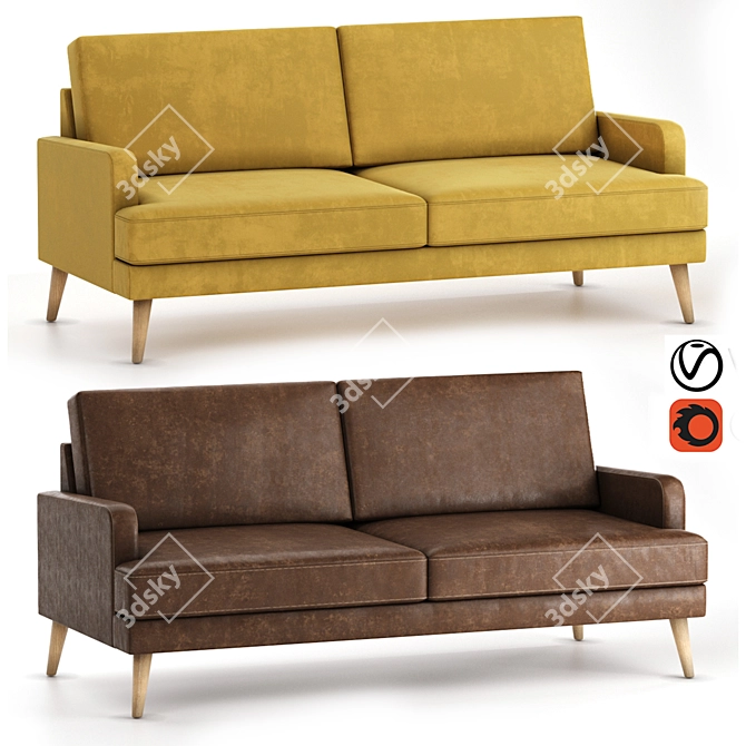 Luxurious Hevith Barhat Sofa 3D model image 1