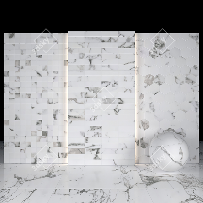 Elegant Flow White Marble: Timeless Beauty 3D model image 3