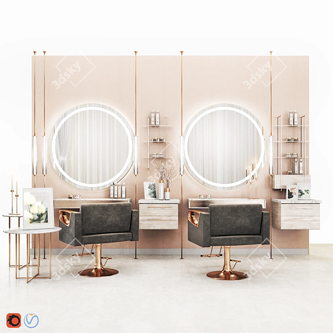 Elegant Salon Interiors 3D model image 1