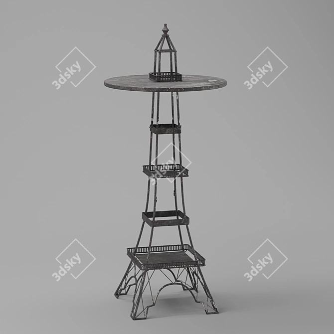 Stylish Metal Shelf Table 3D model image 1