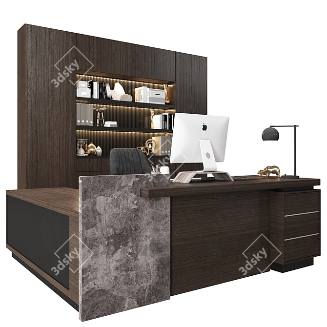 Modern CEO Office Desk Set 3D model image 4