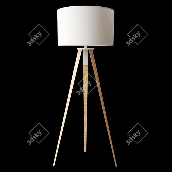 Forma Floor Lamp: White Wooden Legs 3D model image 1