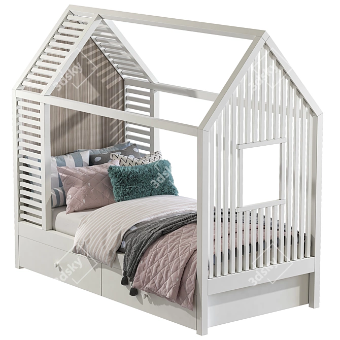 Cozy House Children's Bed 3D model image 1