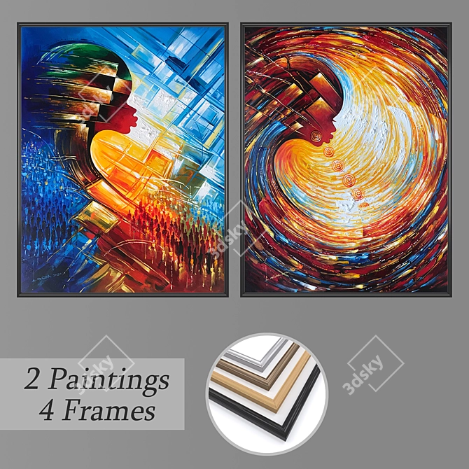 Decorative Wall Art Set with Multiple Frames 3D model image 1