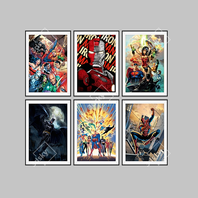 Superhero Poster Set: Marvel and DC 3D model image 3