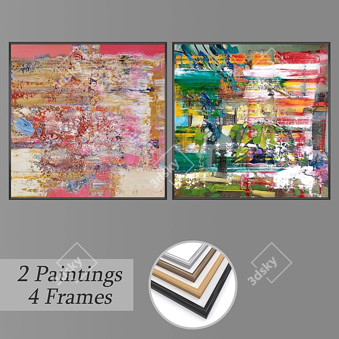 Contemporary Wall Art Set 3D model image 1