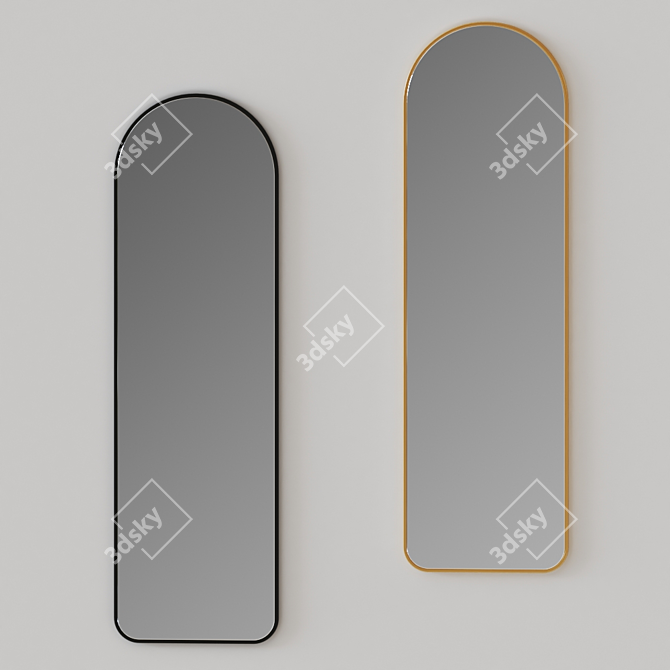 Vintage Metal-Framed Full Length Mirror 3D model image 2