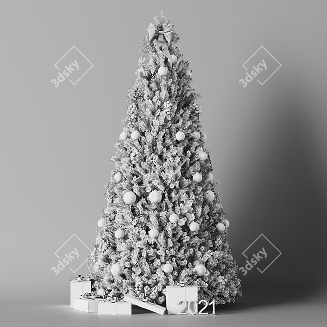 Dazzling 2021 New Year Tree 3D model image 3