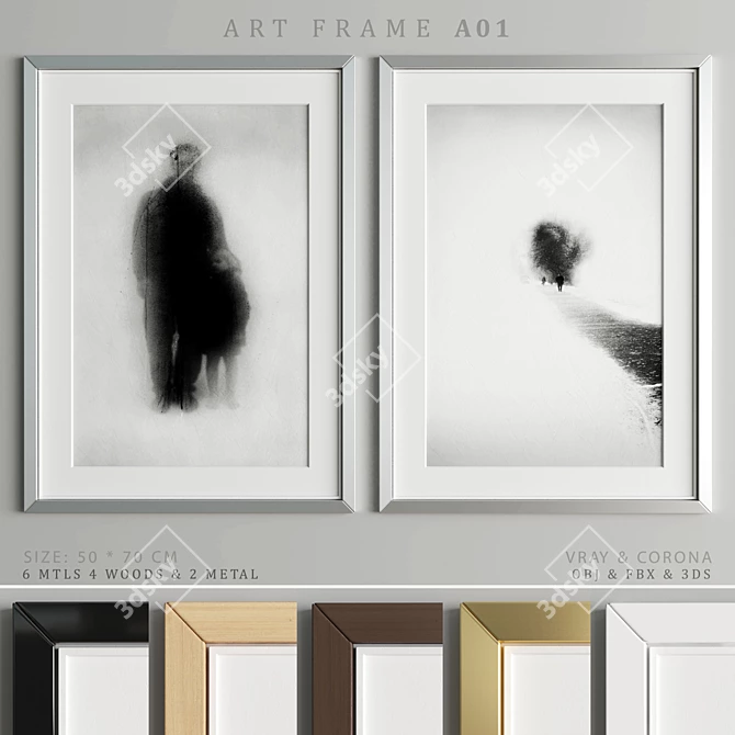 Elegant Art Frame Set 3D model image 1