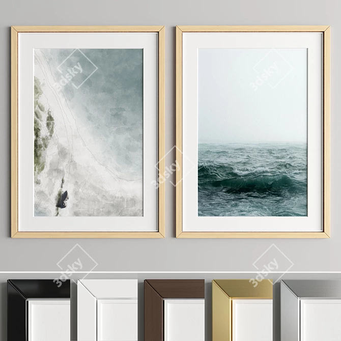 Modern Art Frame A02: Wood & Metal, 50x70cm 3D model image 5