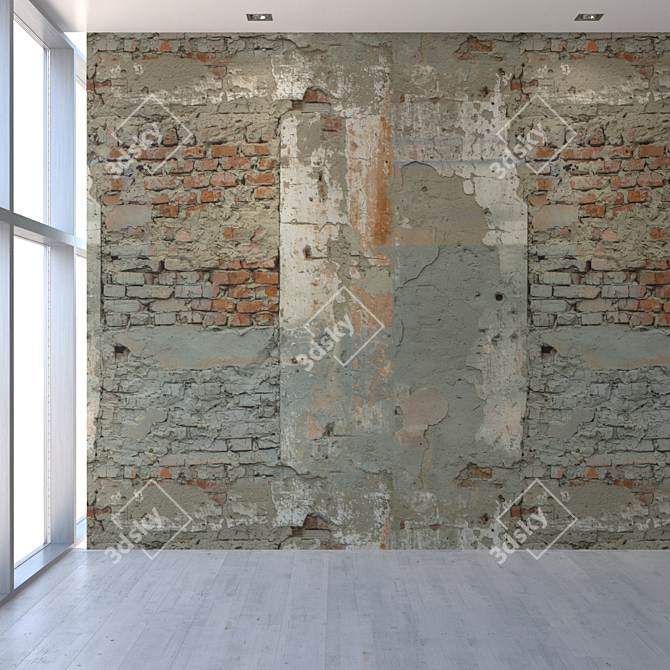 Vintage Brick Wall Texture 3D model image 5