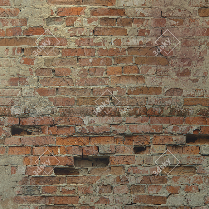 Vintage Brick Wall Texture 3D model image 4