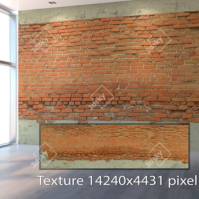 Seamless Brick Wall Texture 3D model image 2