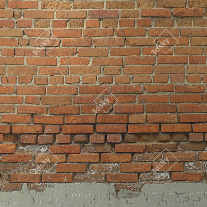 Seamless Brick Wall Texture 3D model image 4