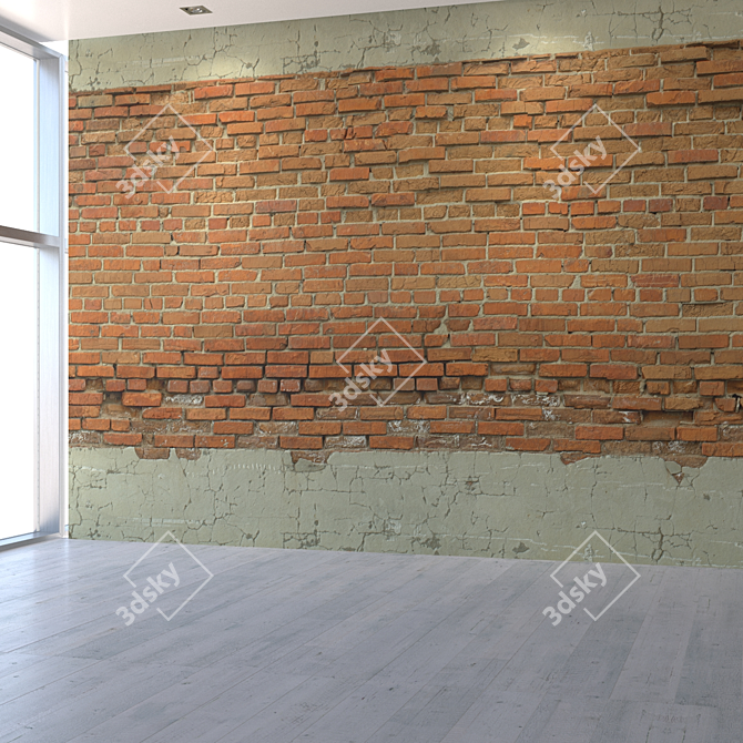 Seamless Brick Wall Texture 3D model image 5