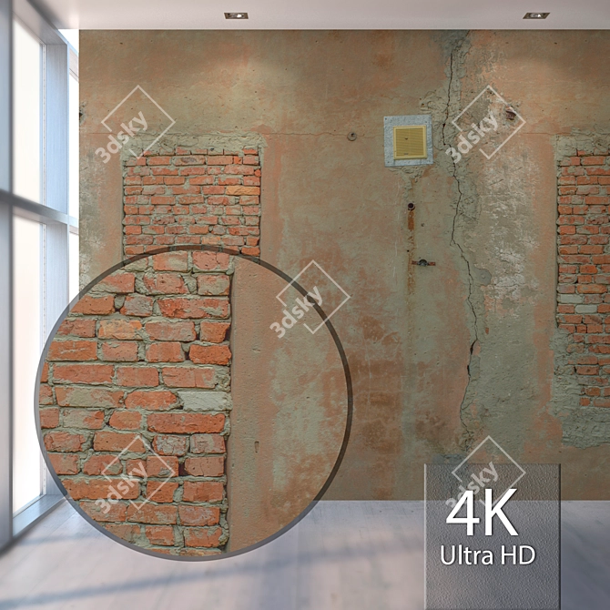 Seamless Old Brick Wall 1001 3D model image 1