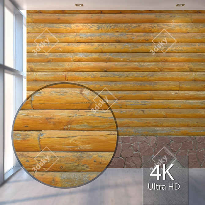 Seamless Wooden Wall Texture 3D model image 1