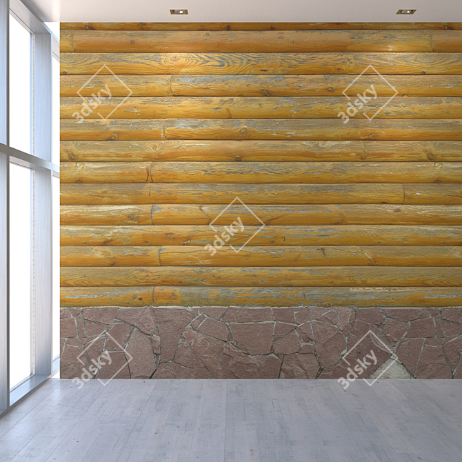 Seamless Wooden Wall Texture 3D model image 5