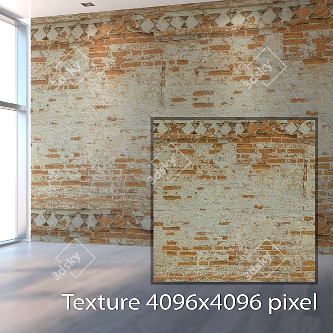 Title: High-Resolution Seamless Brick Wall 3D model image 2