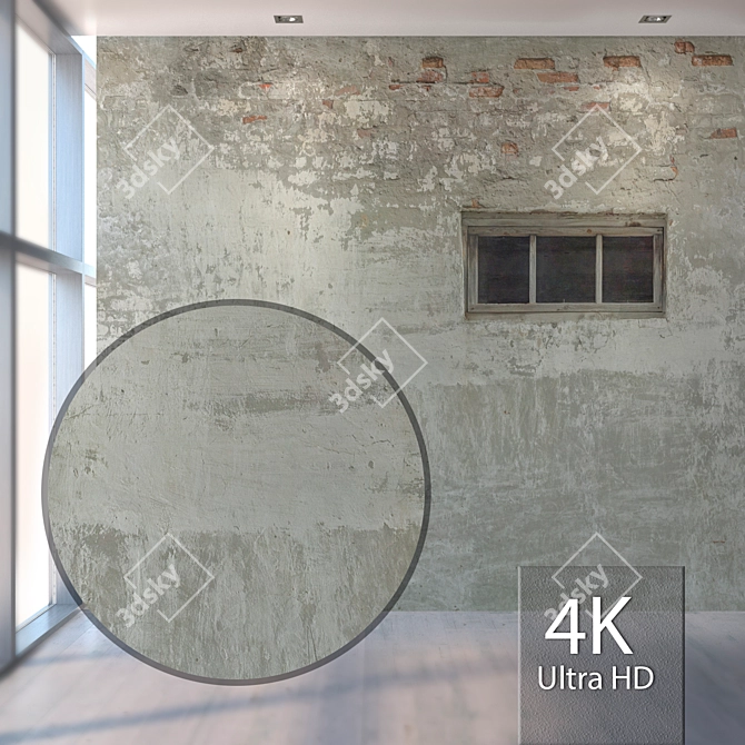 Vintage Window Wall Texture 3D model image 1