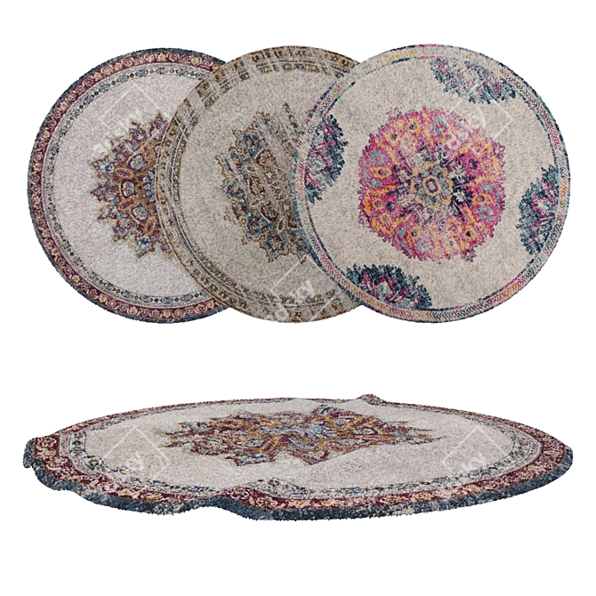 Versatile Round Rug Set 3D model image 1