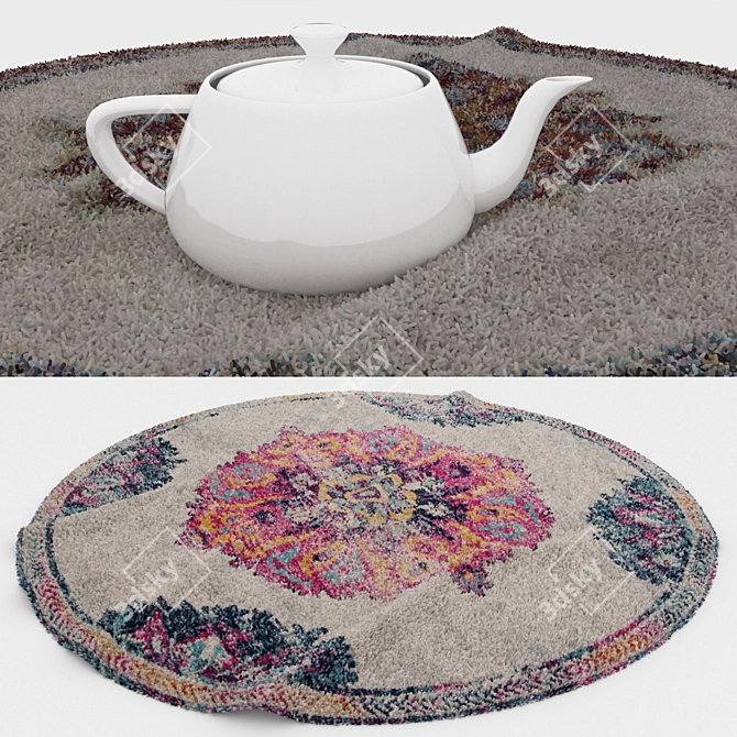 Versatile Round Rug Set 3D model image 3