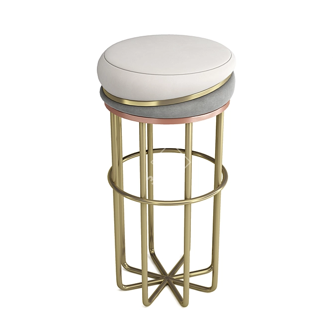 Elegant Obsidian Bar Stool: Modern Design 3D model image 2