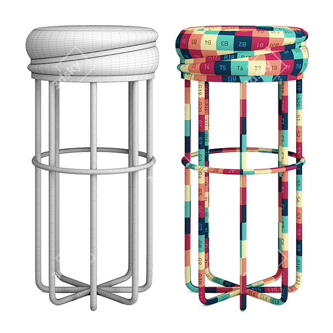 Elegant Obsidian Bar Stool: Modern Design 3D model image 3