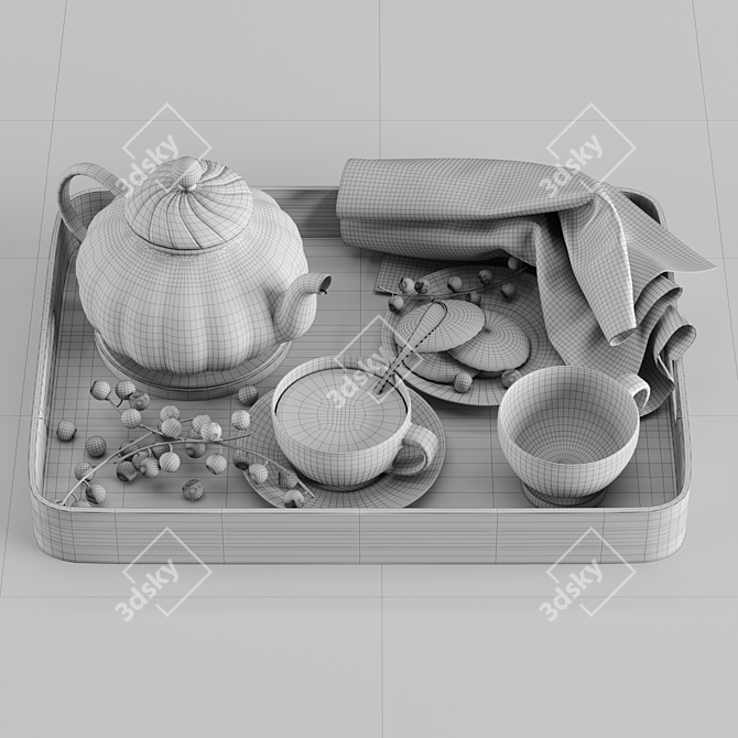 Elegant Tea Kettle & Cup 3D model image 5