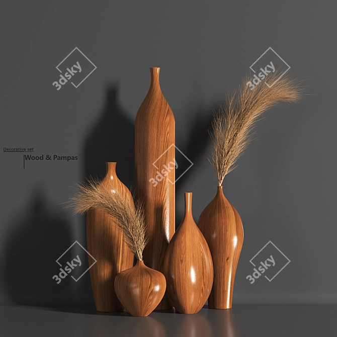 Natural Wood & Pampas Fusion 3D model image 1