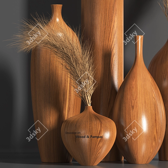 Natural Wood & Pampas Fusion 3D model image 2