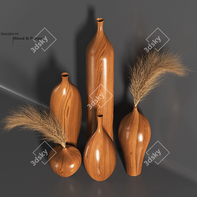 Natural Wood & Pampas Fusion 3D model image 3