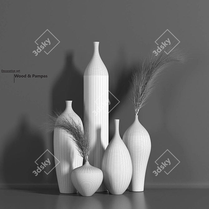 Natural Wood & Pampas Fusion 3D model image 4